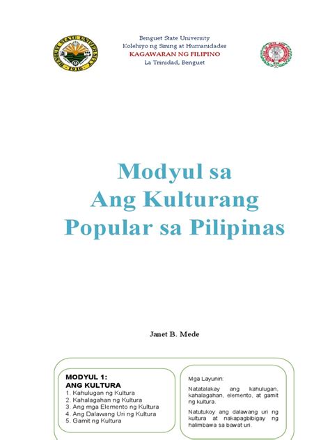 mga produkto ng kultura|(PDF) Kulturang Popular sa Pilipinas .